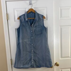 Sleeveless Denim Shirt Dress